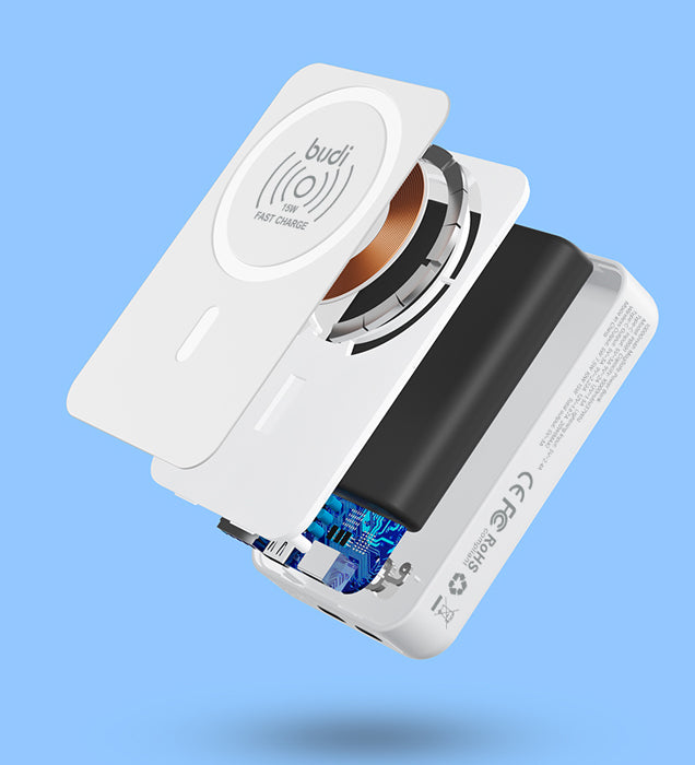 Batterie Externe Magnétique Sans Fil Budi 10000mAh – Charge Rapide 20W