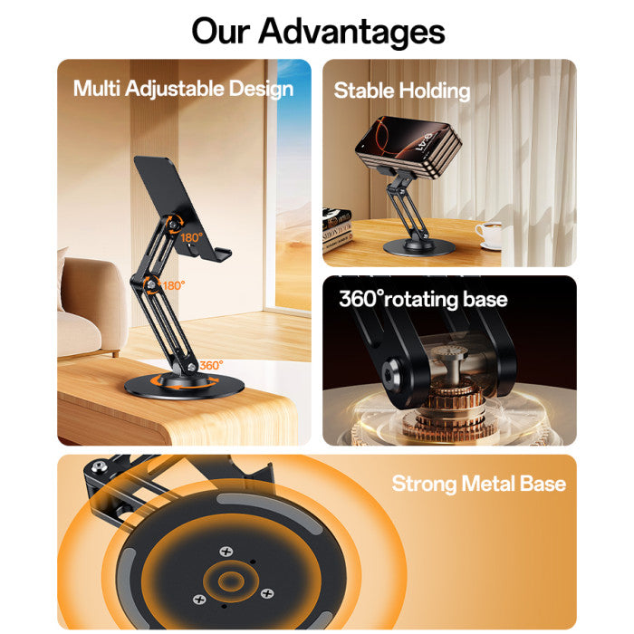 Support de Bureau Yesido Rotation 360° pour Téléphone et Tablette – Aluminium