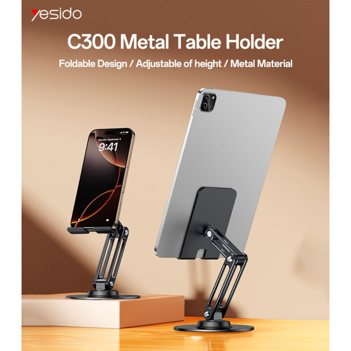 Support de Bureau Yesido Rotation 360° pour Téléphone et Tablette – Aluminium