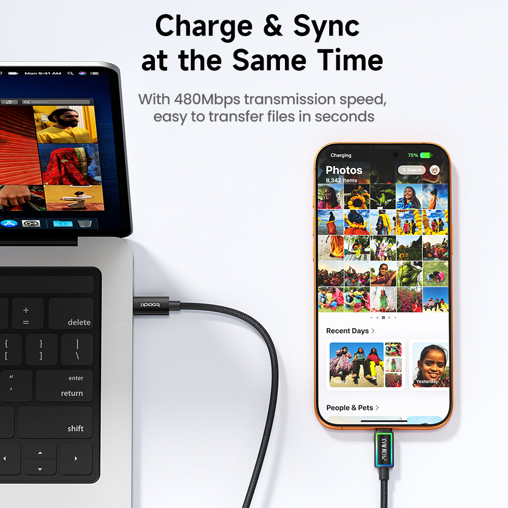 Câble USB-C vers USB-C Toocki 240W avec Puce E-Marker – Tressé Nylon RGB
